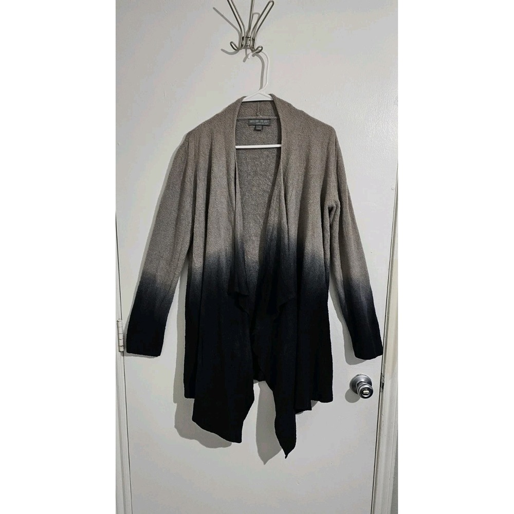 Barefoot‎ Dreams Women's L/XL Open CardiganCozy Chic Two Tone Soft Preppy Lounge